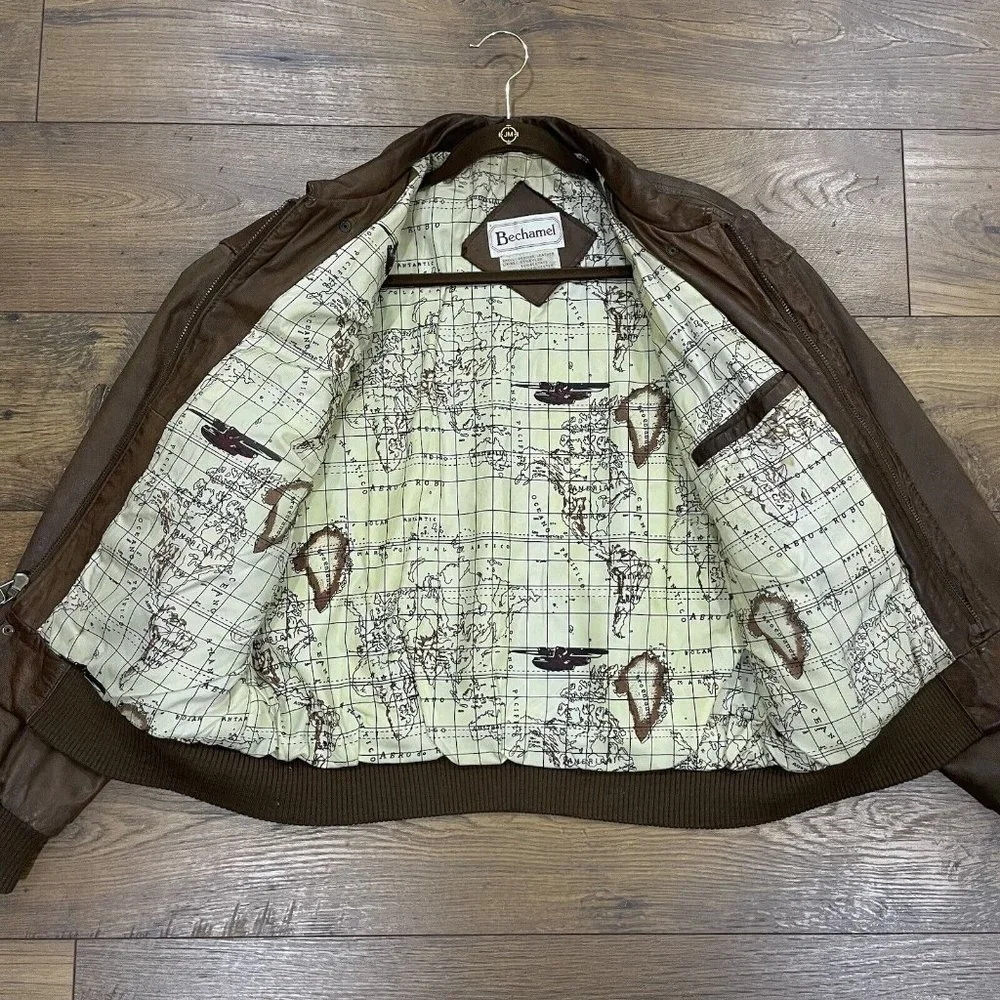 Bechamel Brown Leather Bomber Jacket - Picture 6 of 14